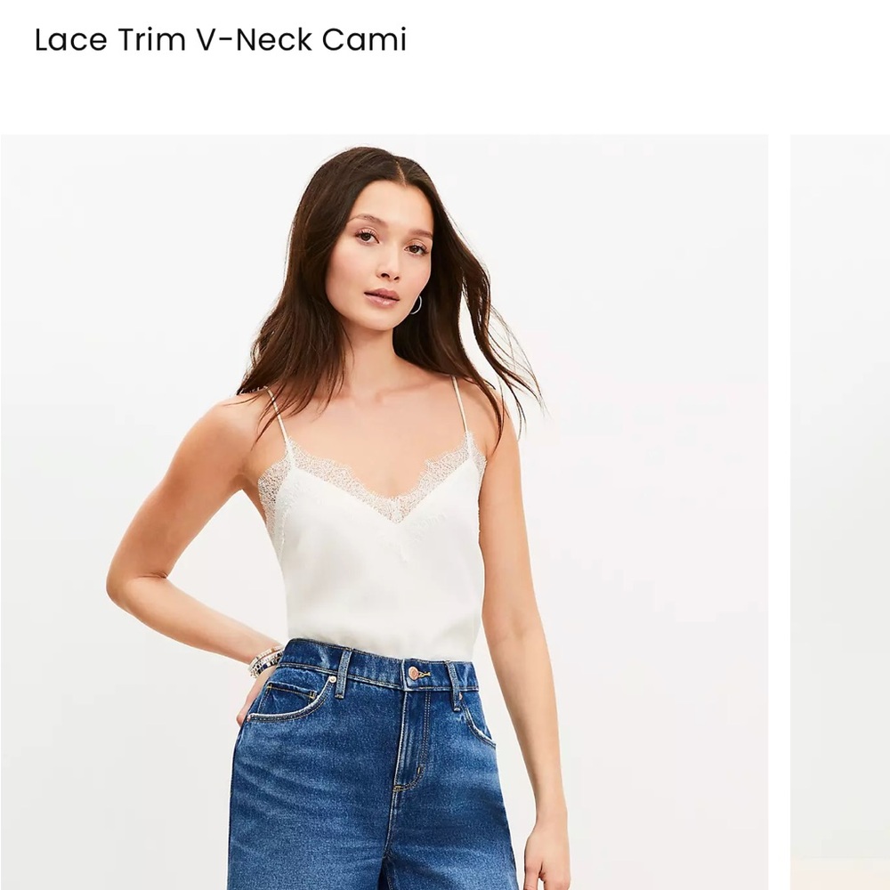 LOFT Lace Trim V-Neck Cami - White